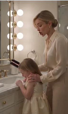 Emma walked into the bathroom expecting nothing unusual—then she saw a 450°F hair straightener against the seven-year-old’s head.
