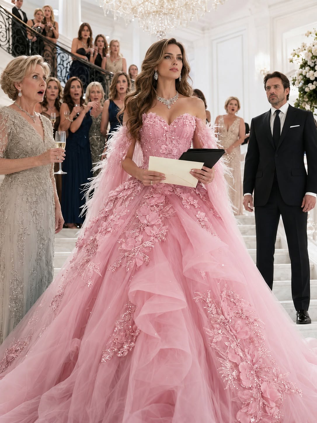 "They invited the cleaning lady to a high-society mansion as a cruel birthday joke. When she stepped out of the black car in an emerald gown, the hostess's smile completely vanished."