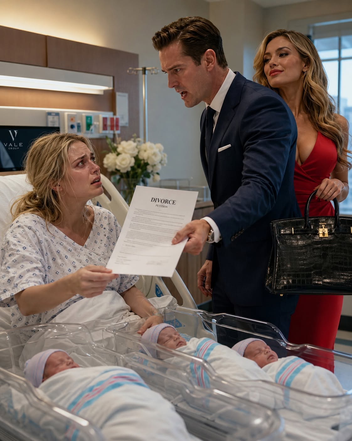 "He walked into her hospital room with his mistress and a black Birkin, demanding a divorce while she held their newborn triplets. He had no idea who her parents really were."