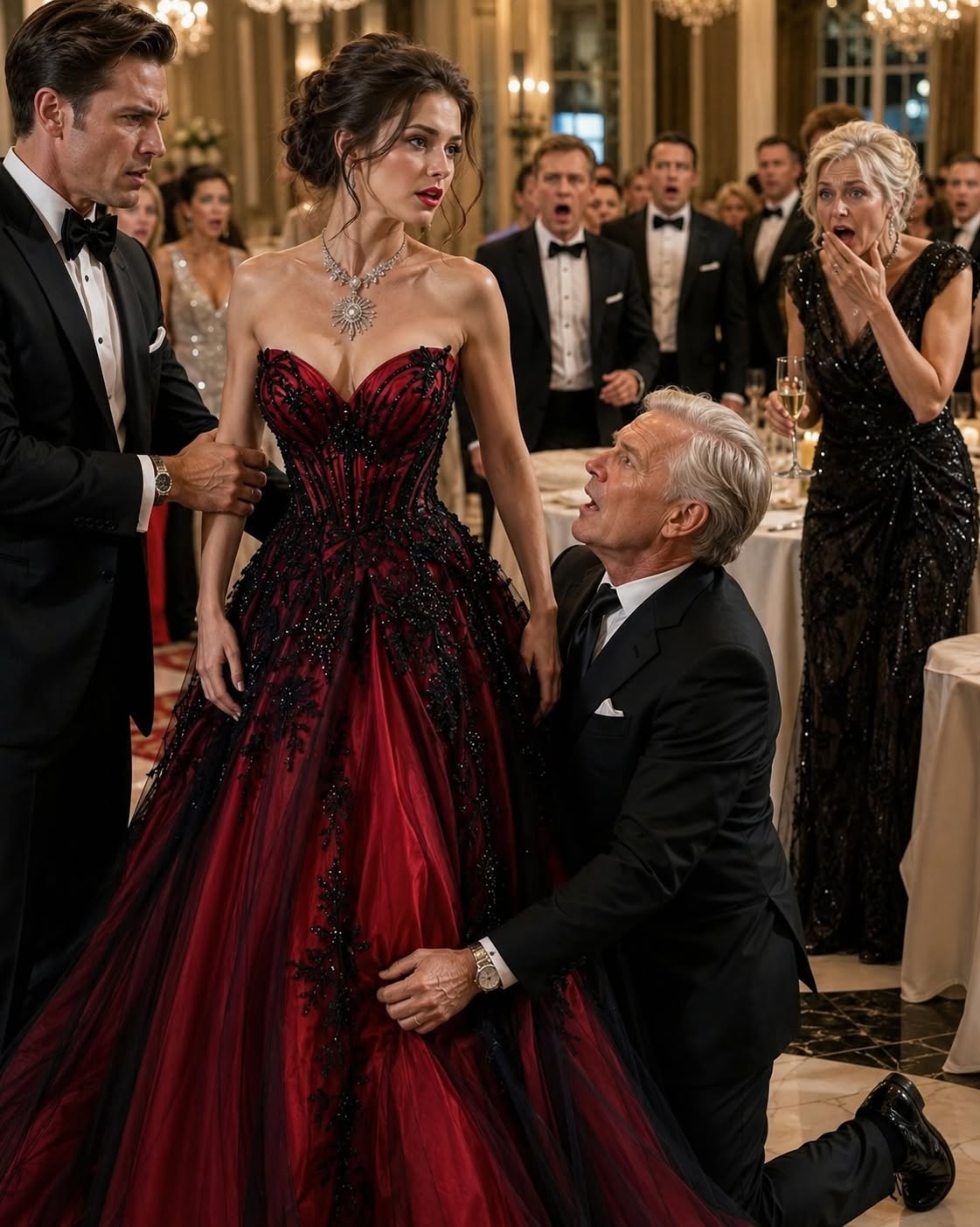 "He forced his wife to pretend she was catering staff at his gala. Then the billionaire boss saw her necklace."