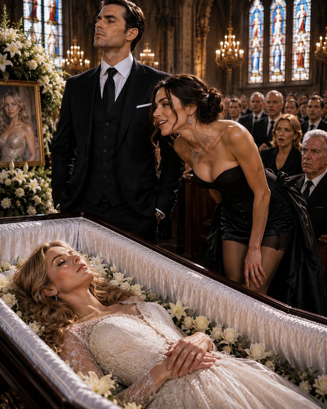 "My Husband Brought His Mistress to My Funeral. Then My Finger Moved Beneath the White Flowers."
