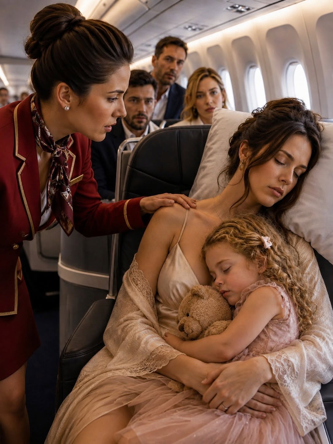 A Single Mother Was Sleeping Quietly in Seat 8A—Until the Pilot’s Voice Over the Intercom Shook the Plane: "Is There a Fighter Pilot on Board?"
