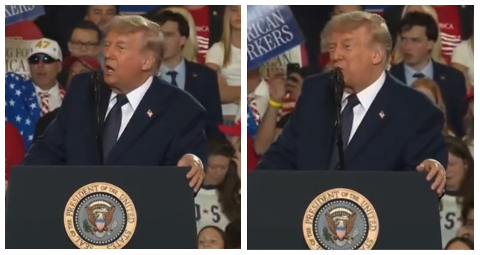 'Don't Hurt him!' - Chaotic Scene Breaks Out In The Middle Of Trump Speech As President Roasts Hecklers