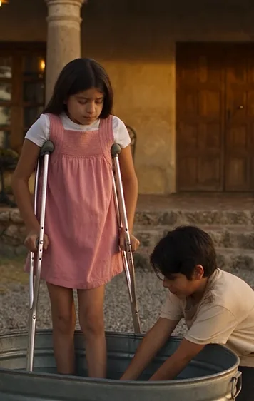 EL PADRE EMPUJÓ AL NIÑO POBRE QUE TOCABA LOS PIES DE SU HIJA… Y SE QUEDÓ SIN VOZ CUANDO ELLA SOLTÓ LAS MULETAS Y DIO SU PRIMER PASO EN ONCE MESES
