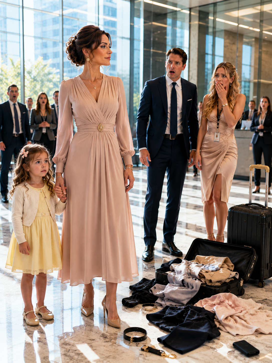 “Congratulations… He’s All Yours.” I Rolled My Husband’s Suitcases To His Young Intern In Front Of The Entire Office… But The Envelope She Handed Me Seconds Later Changed Everything I Thought I Knew