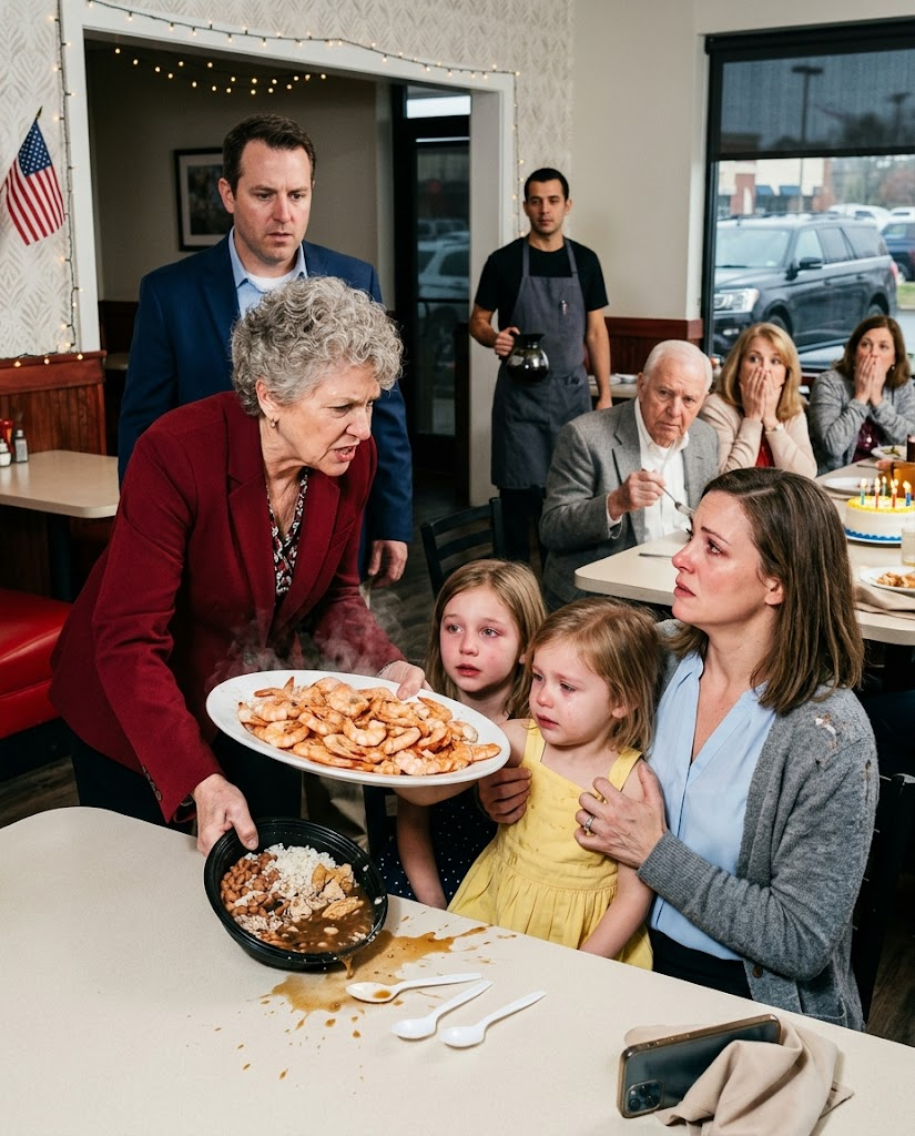 My mother-in-law took shrimp straight from my daughters’ plates in the middle of a family party and snapped, “They can eat leftovers”—never imagining I had already set something in motion that would shake the entire room.