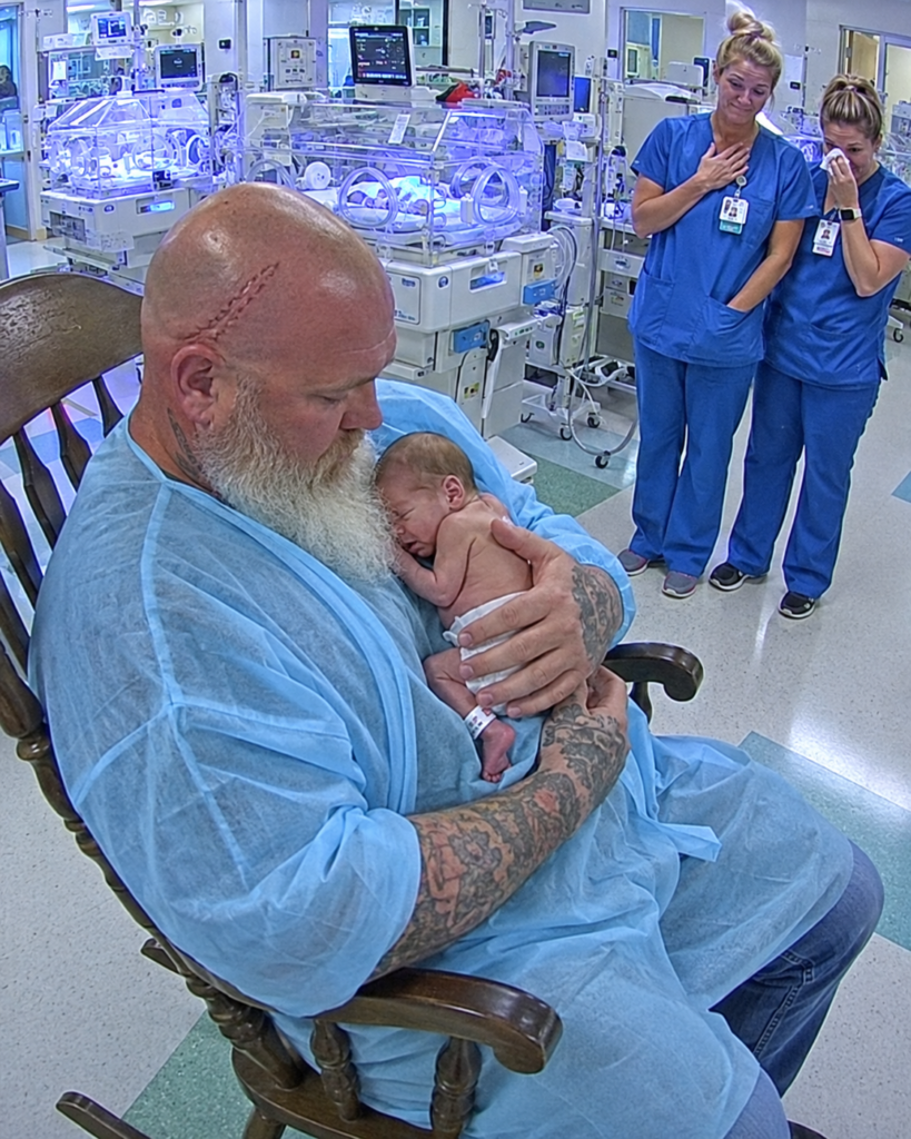 The Giant Biker Sat With the Baby Nobody Visited – Then a Nurse Noticed What Was Written on His Wrist - usnews