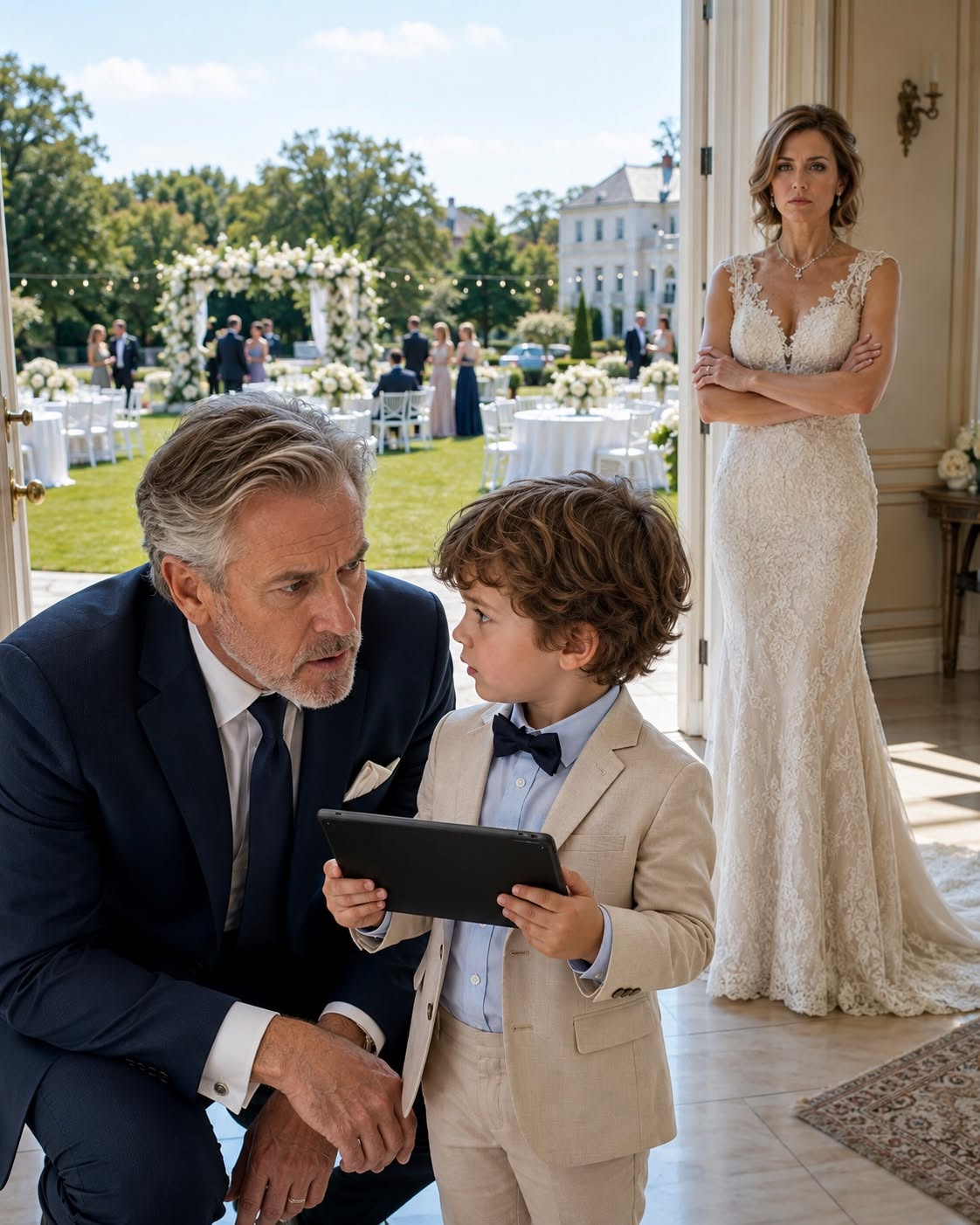 Forty Minutes Before My Wedding, My 4-Year-Old Grandson Whispered, “Grandpa, Mom Cries When You’re Not Here.” Then He Handed Me a Tablet With a Recording That Revealed Why My Daughter Had Been Pushed Away—and the Papers My Fiancée and Son-in-Law Planned to Put in Front of Me After the Ceremony. I Didn’t Cancel the Wedding. I Let Nearly 300 Guests Take Their Seats… Because They Still Believed Their Plan Had Worked