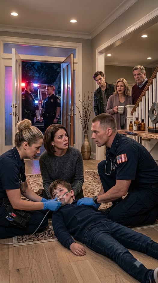 Returning from my company’s year-end gala, I found my nine-year-old son crumpled in the entryway, unconscious and bruised. My mother said he deserved the lesson. But the atmosphere turned ice-cold when the paramedic arrived and instantly went pale at the sight of my brother. “I was at this address two hours ago,” the medic stated, revealing that a previous emergency call had been made—only for my brother to turn the officers away at the door while my mother hid the bleeding child. Their arrogant smirks evaporated into sheer terror…