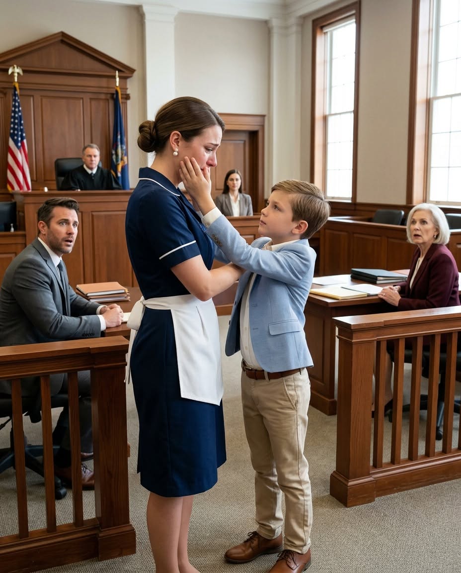 After 9 Years of Serving a Millionaire Family, I Was Accused of Taking Their Priceless Heirloom and Faced Them in Court With Almost No One on My Side. Just When Everyone Seemed Ready to Believe I Was Guilty, Their 7-Year-Old Son Ran Into the Courtroom and Cried, “Wait! She Didn’t Take It—I Saw What Happened.” Then He Pulled a Photograph From His Backpack, Looked Straight at His Grandmother, and Said Six Words That Made His Father Slowly Rise From His Seat