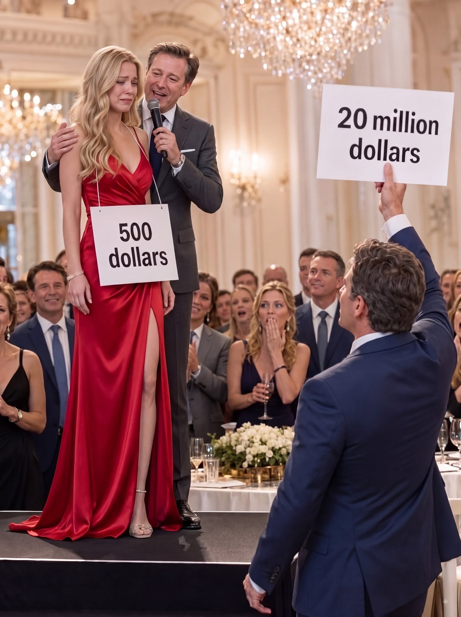 My husband stood before nearly three hundred guests and announced, “Who’ll give me twenty dollars for this worthless wife?” After twenty-seven years of marriage, I didn’t break down or defend myself. I simply met his eyes without saying a word. Then a man I had never met lifted his hand and calmly offered 2 million dollars, explaining that he had spent years searching for someone exactly like me.