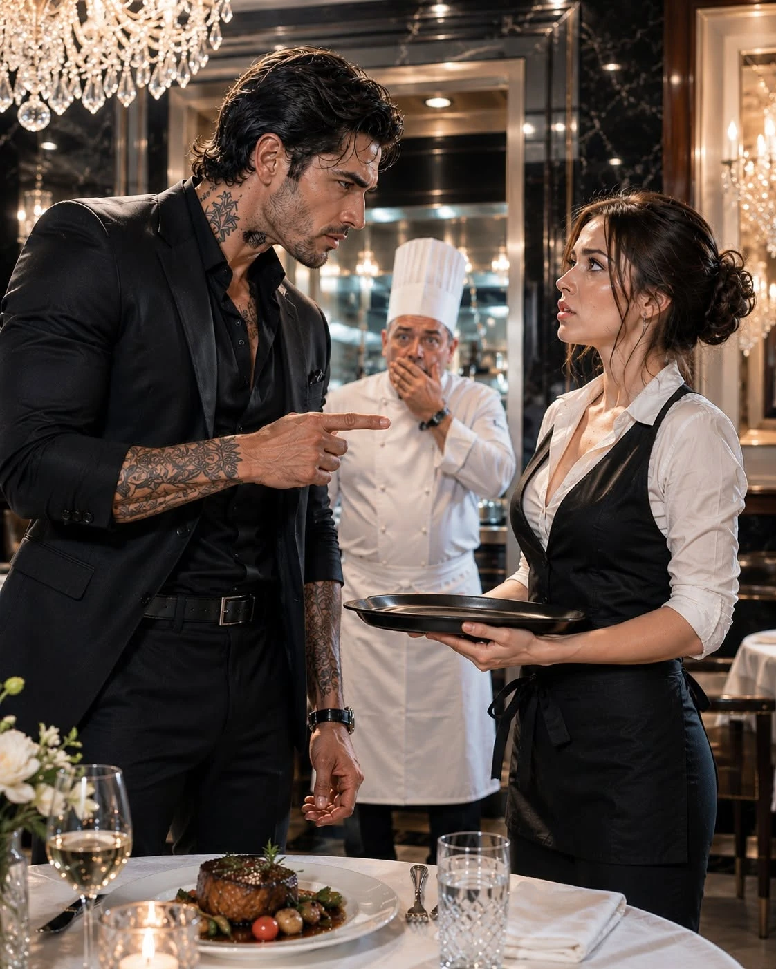 The Billionaire Asked Who Cooked His Dinner—Then He Pointed at the Waitress Who Hadn’t Touched a Stove in Three Years 049