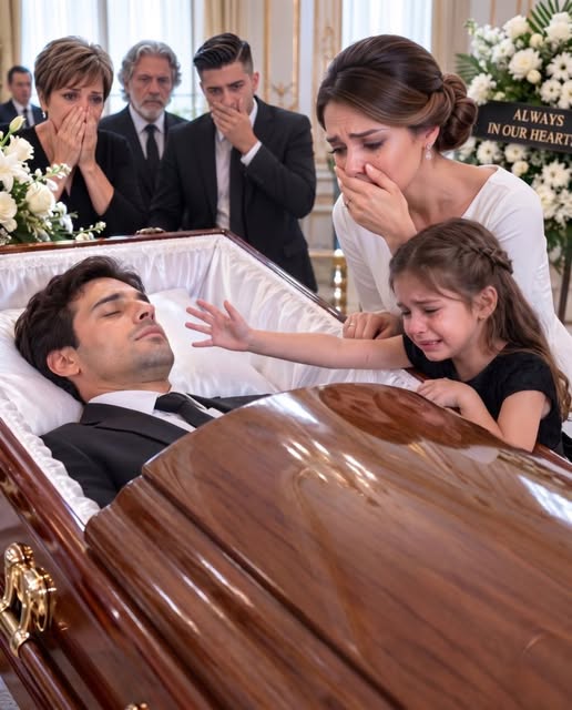 For 7 hours, my 8-year-old daughter refused to leave her father’s coffin while our entire family begged her to step away. Then she looked straight at me and whispered, “Mommy, Daddy isn’t dead.”