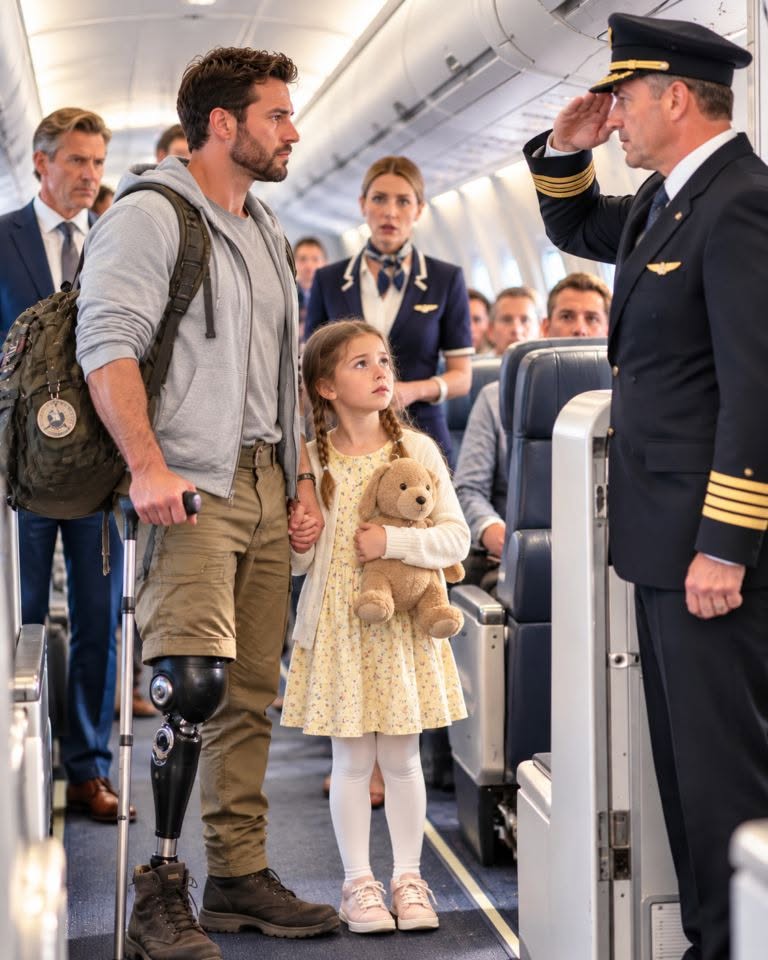 The Flight of Honor: How a Father’s Quiet Sacrifice for His Late Wife, an Unjust Flight Agent, and an Unexpected Military Encounter in the First-Class Cabin Brought Healing, Grace, and a Lifelong Family Guardian to a Young Girl’s Grieving World Beneath the Carolina Sky