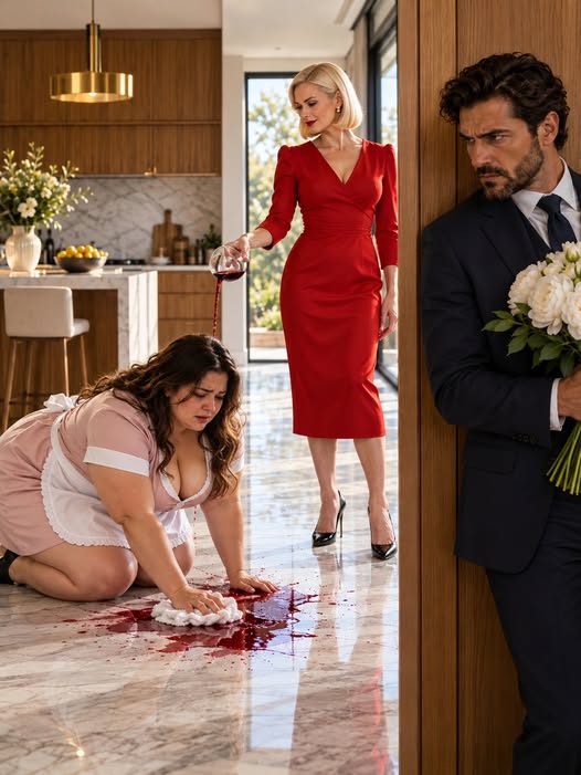 His Fiancée Poured Wine at the Housekeeper’s Feet—Then the Millionaire Came Home Early