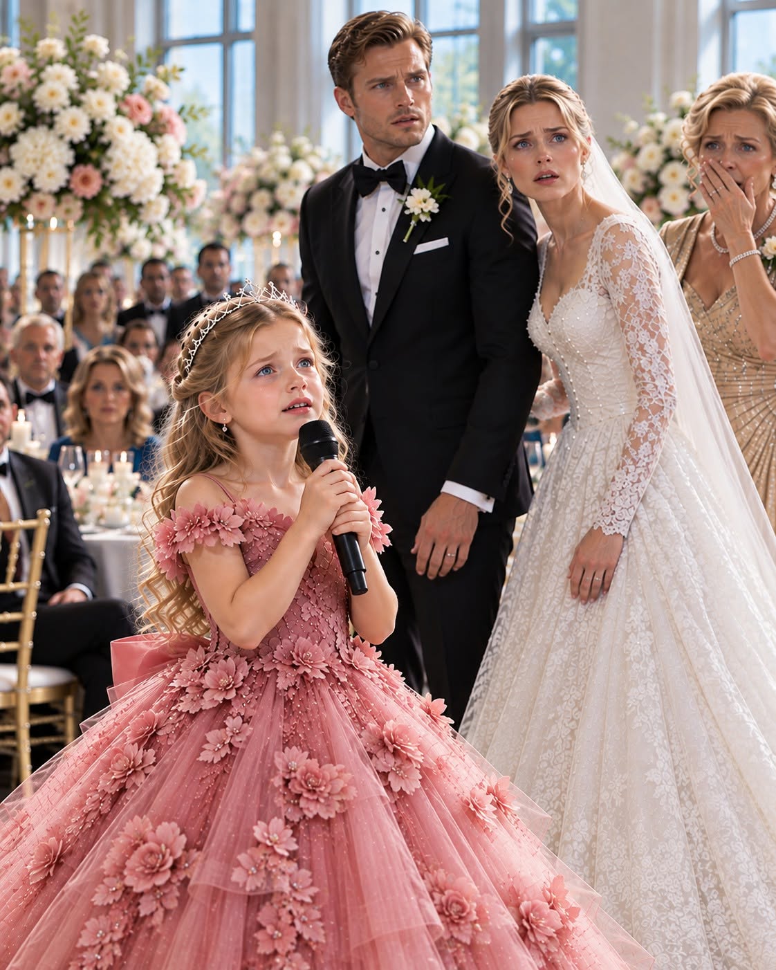 “She’s Lying to You, Daddy!” My 7-Year-Old Daughter Suddenly Appeared at My Wedding After Two Years Apart and Shouted in Front of 200 Guests That My New Bride Only Wanted My Money. I Was About to Stop Her—Until She Pointed Straight at My Mother and Cried, “Grandma Knows What Really Happened to Mommy!” My Bride Turned Pale, and My Mother Rushed Forward to Silence Her. At That Moment, I Realized the Two Women I Trusted Most Were Hiding a Terrible Secret About My Missing Ex-Wife...