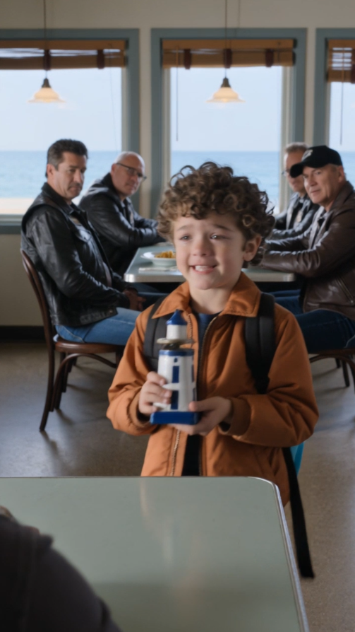 The little boy slammed a pickle jar full of coins onto our table so hard every fork in the diner jumped.