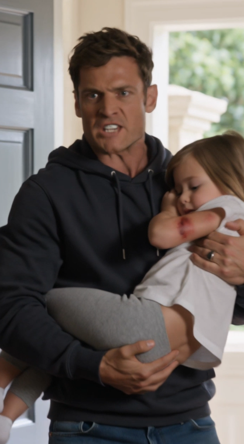 Mark walked into the dining room carrying four-year-old Rosie, whose face was pressed into his chest