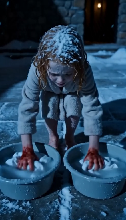 THE STEPMOTHER LOCKED HER OUTSIDE TO HAND-WASH THE ENTIRE FAMILY’S CLOTHES IN THE DEAD OF A SUBZERO NIGHT — THEN HER FATHER WALKED IN AND THE SLAP ECHOED LOUDER THAN THE STORM