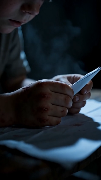 HE FOLDED HIS BLOODY HANDS INTO A PAPER AIRPLANE AND THREW HIS ONLY HOPE OUT THE WINDOW — THE MESSAGE THAT EXPOSED HIS STEPMOTHER’S HELL