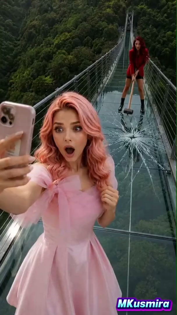 WHISPERS OF THE SHATTERED GLASS SUSPENSION BRIDGE ABOVE THE VERDANT VALLEY