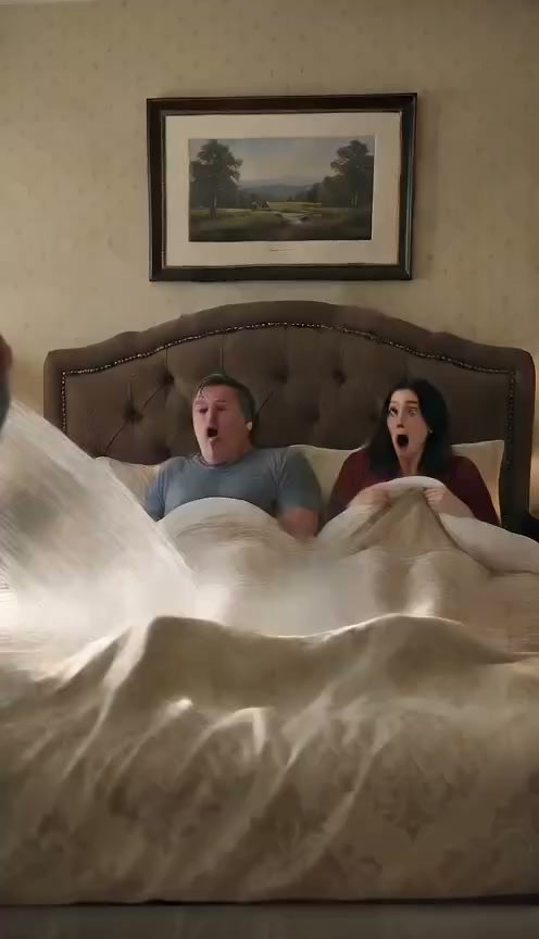 The betrayed wife discovered her husband tangled up with his lover in their marital bed and drenched them with filthy water