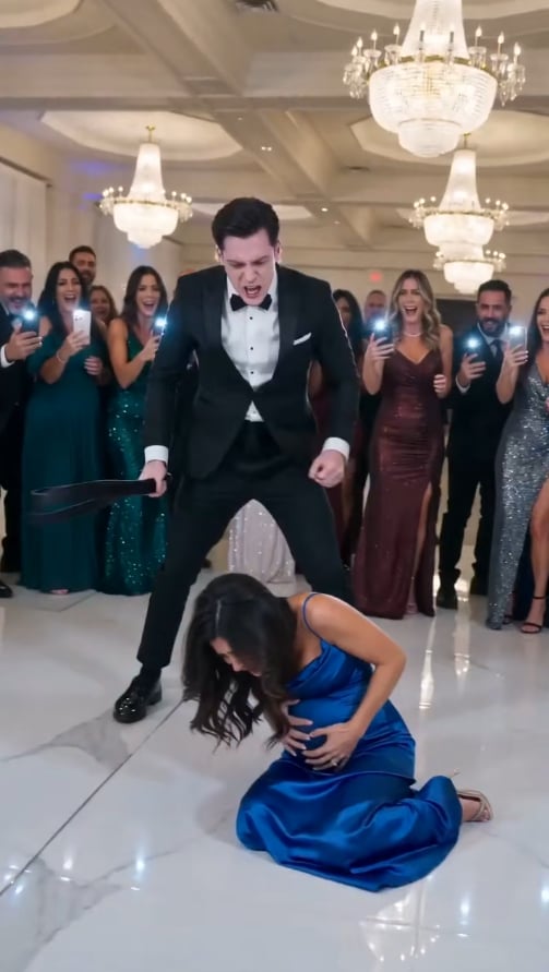 In the midst of a lavish party, the husband humiliated his pregnant wife in front of everyone, but when she whispered, "I've recorded everything," the smiles of that powerful family vanished forever.