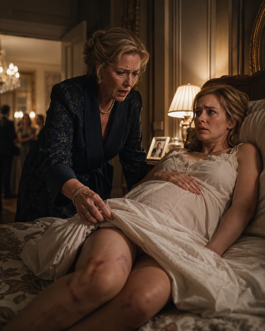 “Who Did This?” I Found Bruises on My Pregnant Daughter’s Legs — Her Husband’s Family Laughed Downstairs, Until My Old Job Walked Through Their Front Door