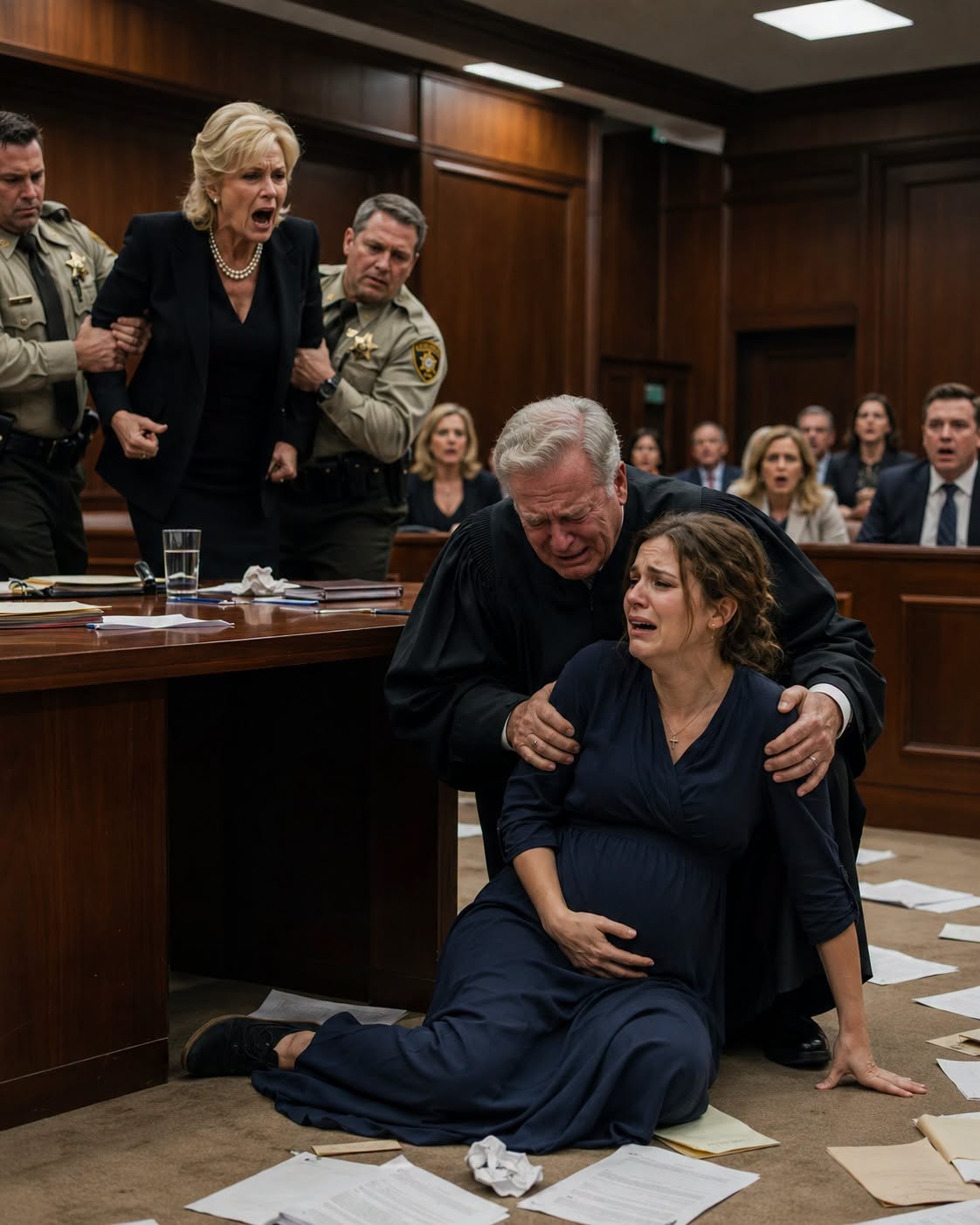 “She’s Faking It.” My Mother-in-Law Accused Me of a False Pregnancy in Court, Then Kicked My Stomach—Never Knowing the Judge Was My Estranged Father and My Baby’s Grandfather Waiting to Protect Us