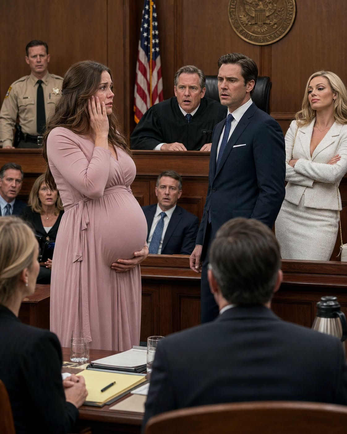 “Watch Me.” Eight Months Pregnant, I Entered Court Expecting Divorce—Only for My CEO Husband and His Mistress to Mock and Ass🇦ult Me, Until the Judge Met My Eyes, Sealed the Doors, and Revealed the Secret Connection That Changed Everything.