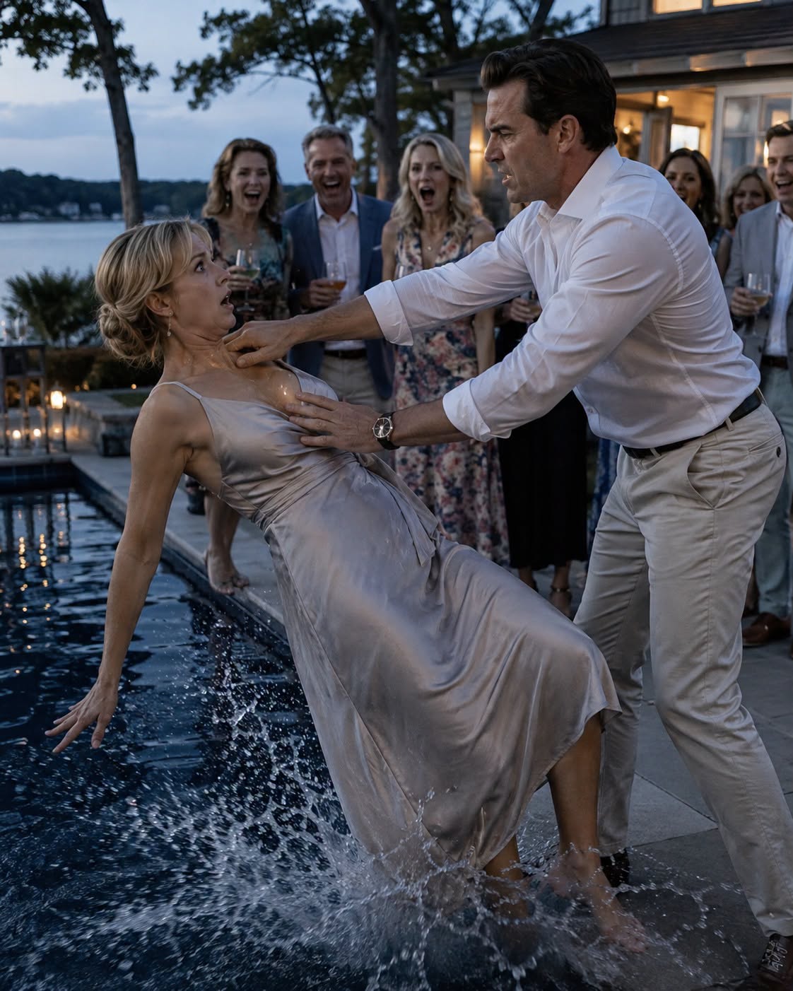 “Give the Guests a Show.” My Husband Shoved Me Into a Freezing Pool at His Birthday Party While His Family Laughed—But Fifteen Minutes Later, One Phone Call Began Destroying Everything They Thought They Controlled.