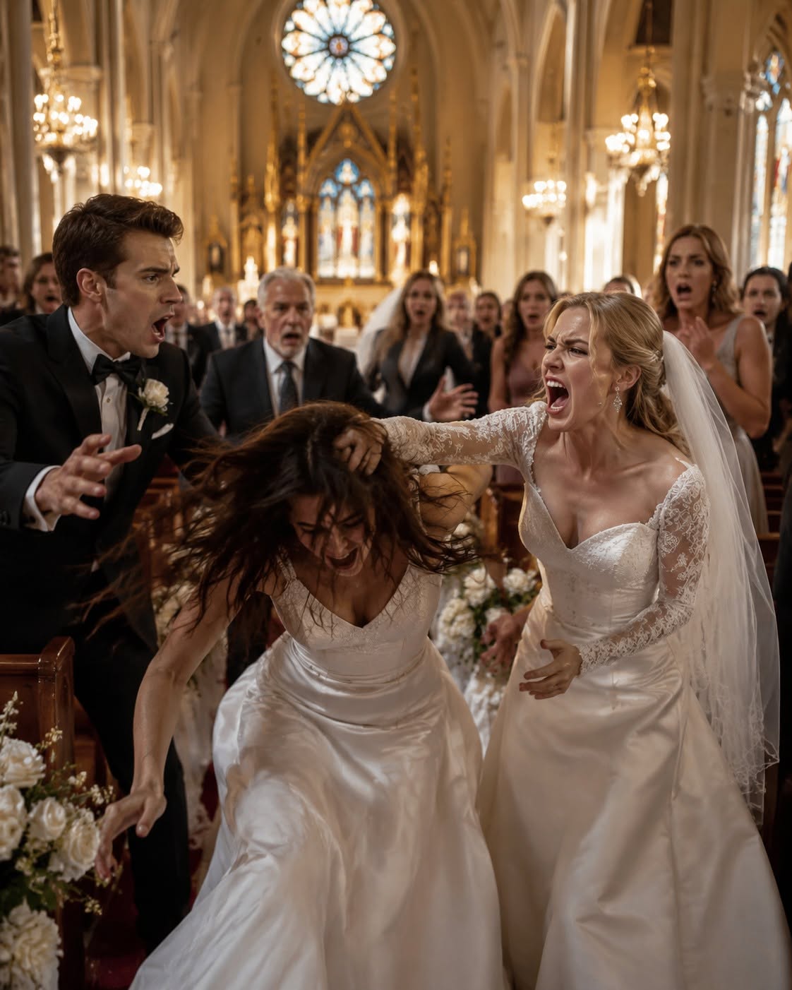 “Let me have him—I’m pregnant,” my sister announced as she walked down the aisle at my wedding in a dress nearly identical to mine, expecting me to fall apart, but instead I looked toward the billionaire who had agreed to officiate the ceremony, smiled, and said, “Since today’s plans have changed, how about you marry me instead?”—and suddenly nobody in the room knew where to look.