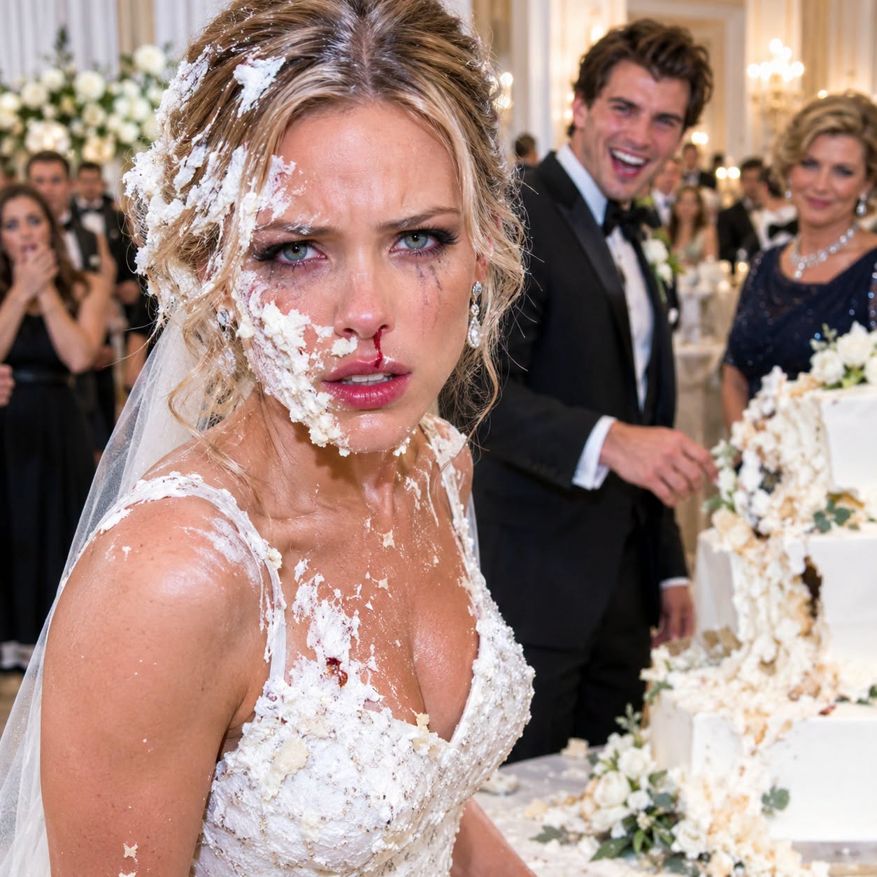 On my wedding day my husband slammed my face into our wedding cake. I realized "I leave now... or I may never leave alive". What I did next left the entire room "in dead silence..."