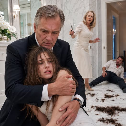 My daughter whispered, “Dad, help,” and the line went dead. I drove at 100 mph to her in-laws’ mansion. My son-in-law blocked the porch, gripping a baseball bat, sneering, “This is a private family matter. Your daughter needed discipline.” One punch dropped him. Inside, I found his mother pinning my daughter down as she screamed, sawing off her long hair. “This is the price of disobedience,” she hissed. I tore my daughter free just in time—her body burning with fever as she collapsed in my arms. They thought I’d leave quietly. They were wrong. It was time they learned who I really am. - True Stories