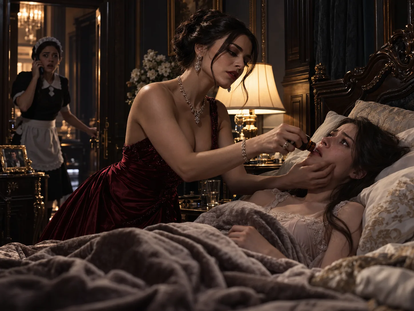 At Midnight, the Maid Caught the Mafia Boss’s Fiancée Forcing Medicine Into His Paralyzed Sister’s Mouth—And Called Him Immediately