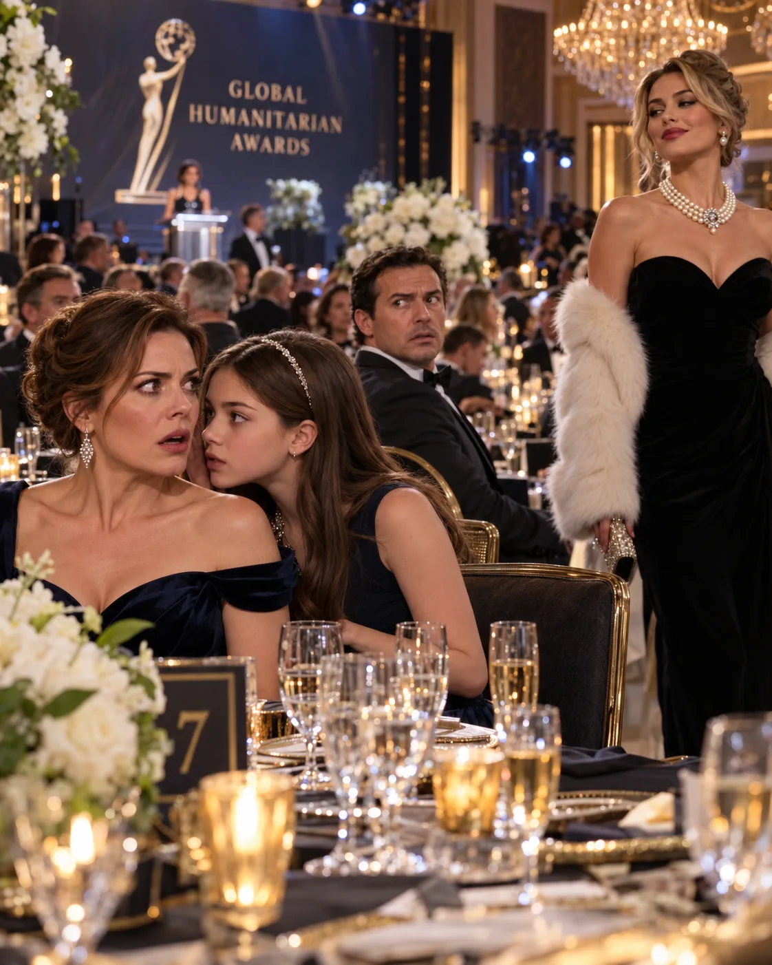"AT MY HUSBAND’S AWARDS DINNER, HIS MISTRESS WALKED IN WEARING MY DEAD MOTHER’S PEARLS—THEN MY 13-YEAR-OLD DAUGHTER WHISPERED, “MOM, GIVE ME FIVE MINUTES.”