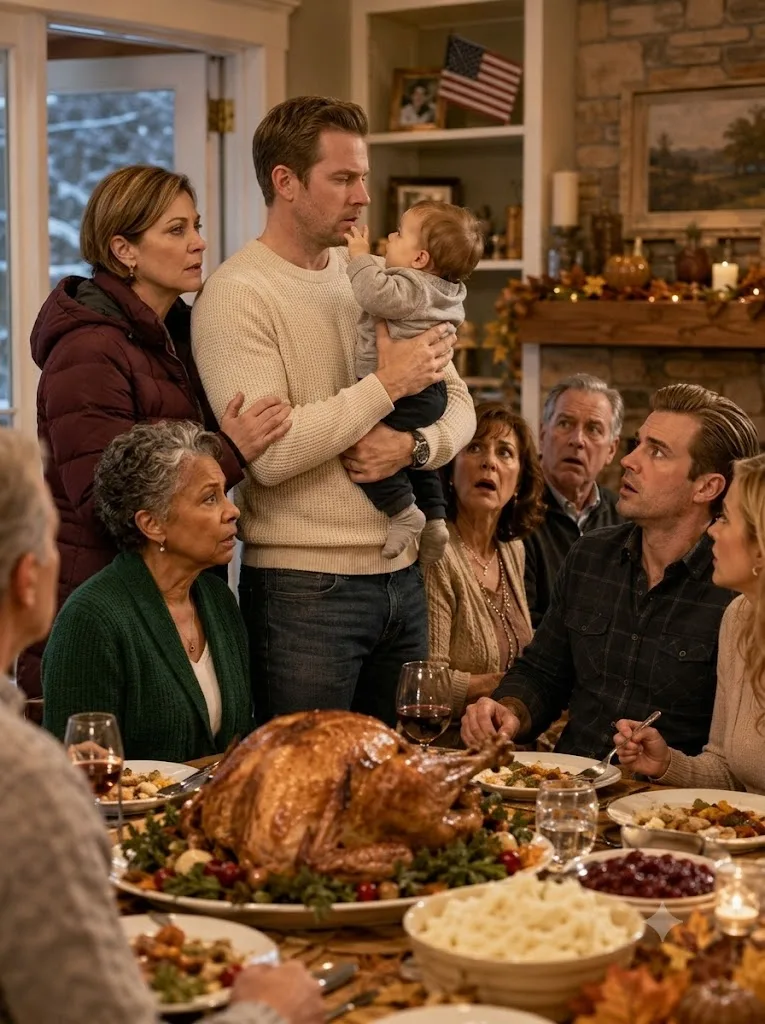 THEY LAUGHED BECAUSE I WAS STILL SINGLE—THEN MY WIFE WALKED INTO THANKSGIVING HOLDING OUR SON