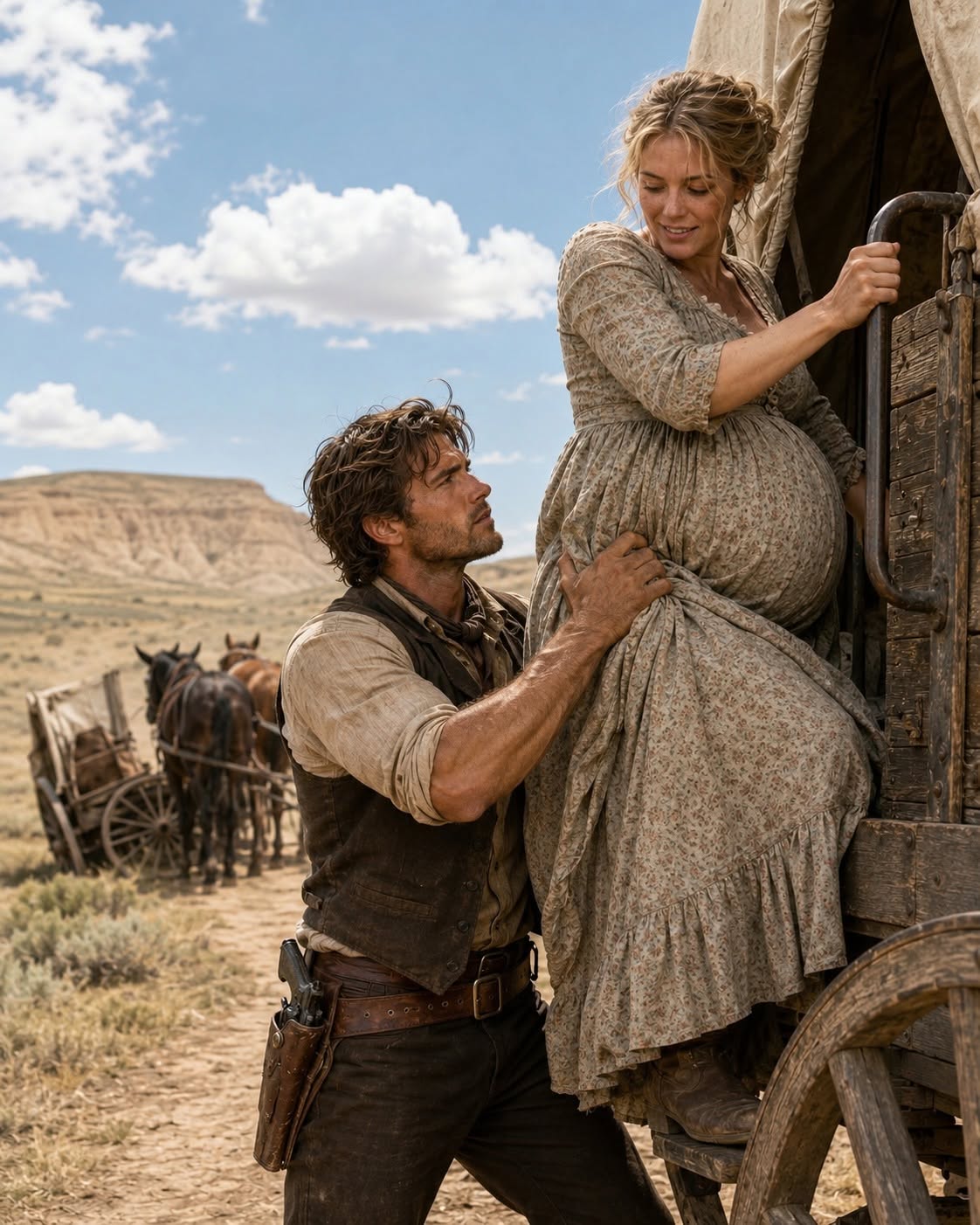 “GET IN MY WAGON,” THE MOUNTAIN MAN GROWLED — THE PREGNANT WIDOW HAD NO IDEA WHO HAD SENT HIM
