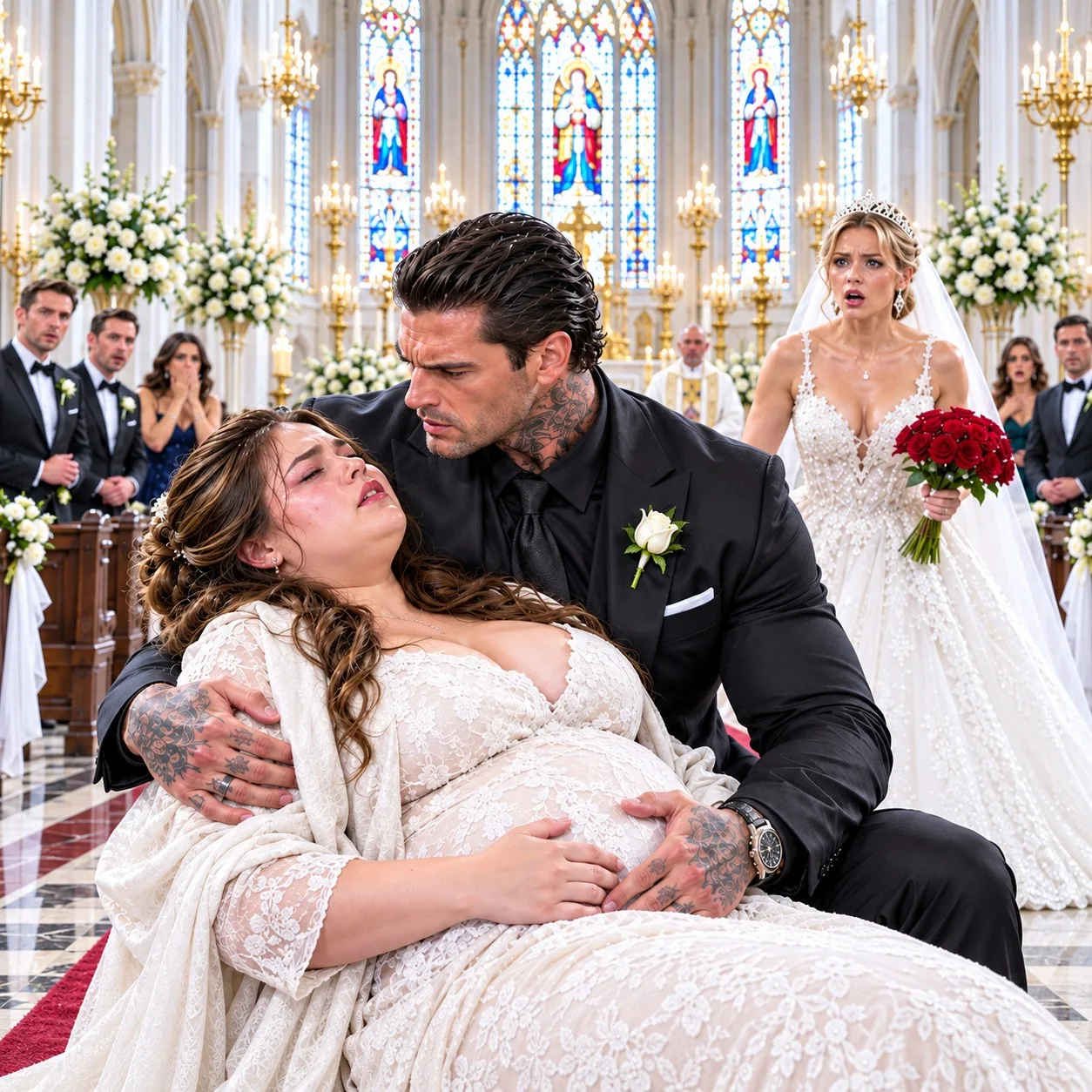 The Bride at the Altar Wasn’t Carrying His Child — The Woman Who Collapsed in His Arms Was