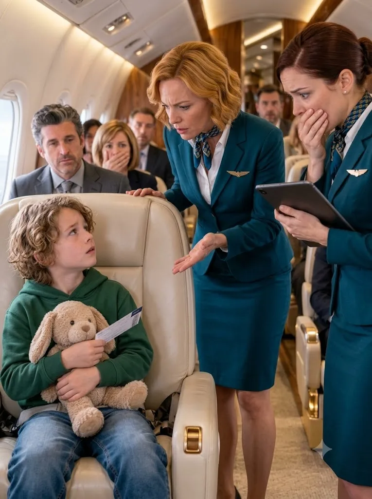 THE FLIGHT ATTENDANT TRIED TO REMOVE A SIX-YEAR-OLD FROM FIRST CLASS—THEN HIS PASSENGER RECORD TURNED THE CABIN SILENT