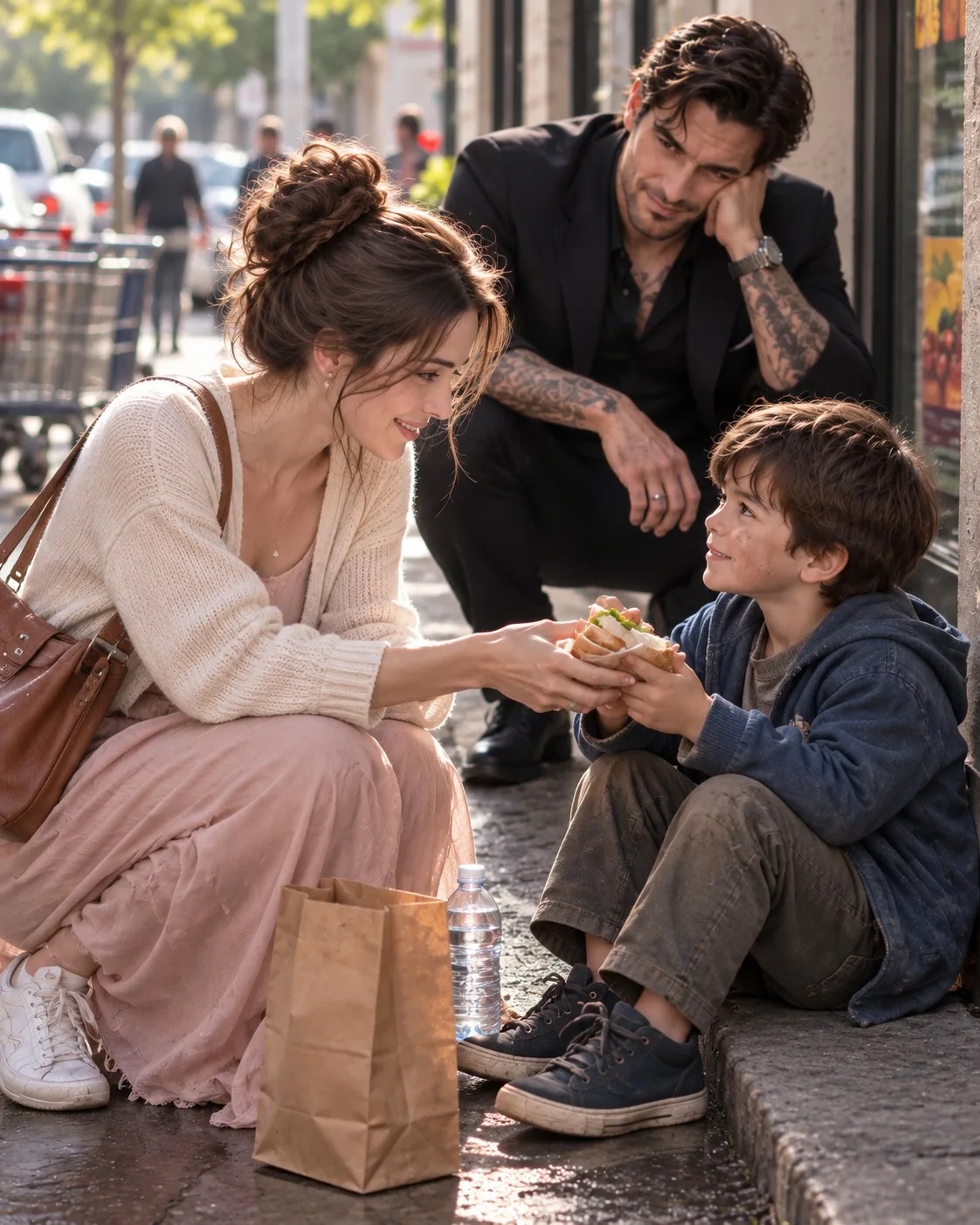 SHE GAVE HER ONLY MEAL TO A SILENT BOY—THEN THREE BLACK SUVs BLOCKED THE STREET