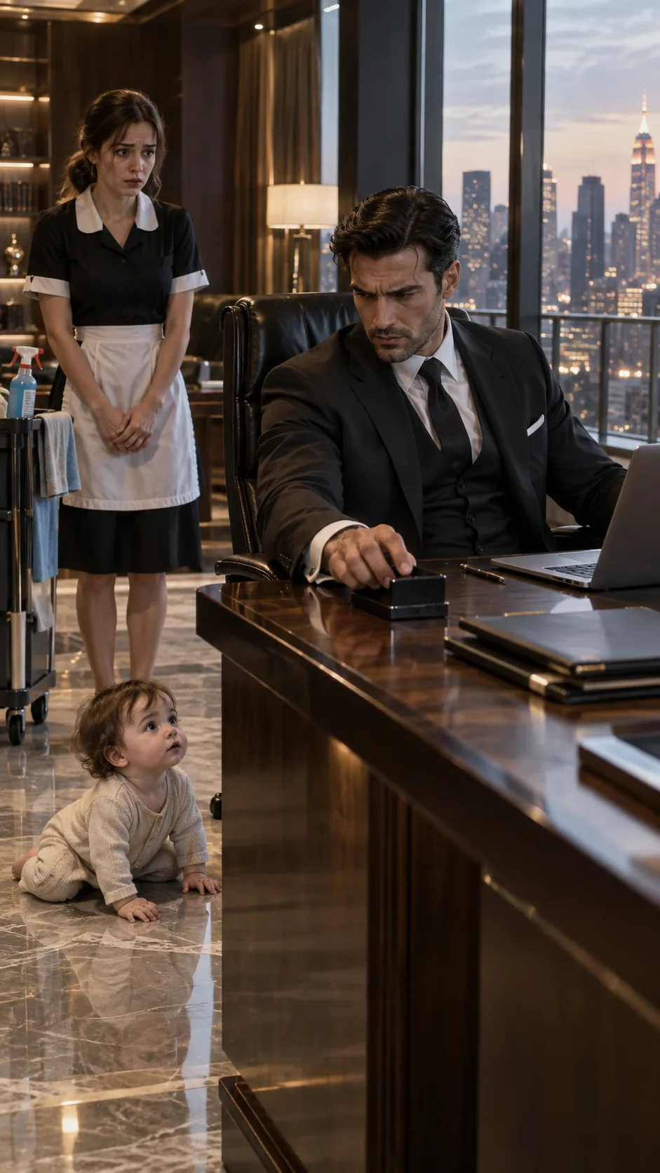 THE BABY WHO CRAWLED BENEATH THE BILLIONAIRE'S DESK