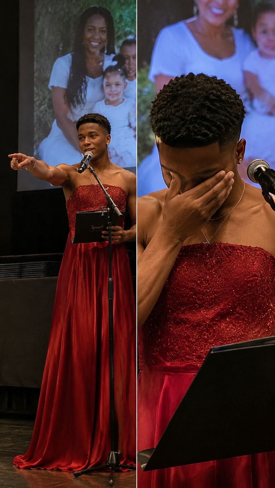 My Son Walked Across the Graduation Stage in a Bright Red Dress While the Auditorium Giggled – He Did It for Me