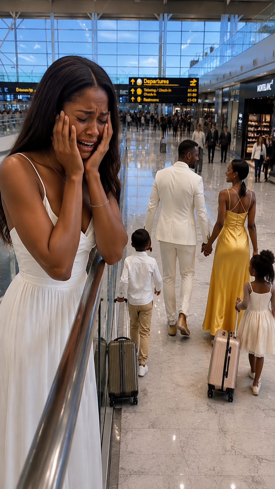 My husband said he was in emergency surgery, saving lives all night. Then I spotted him at the airport — his arm around another woman, his whole family beside him with boarding passes, leaving on a vacation without me. I didn't scream. I walked to a quiet corner and made one phone call. A minute later, his phone lit up, and the color drained out of his face.