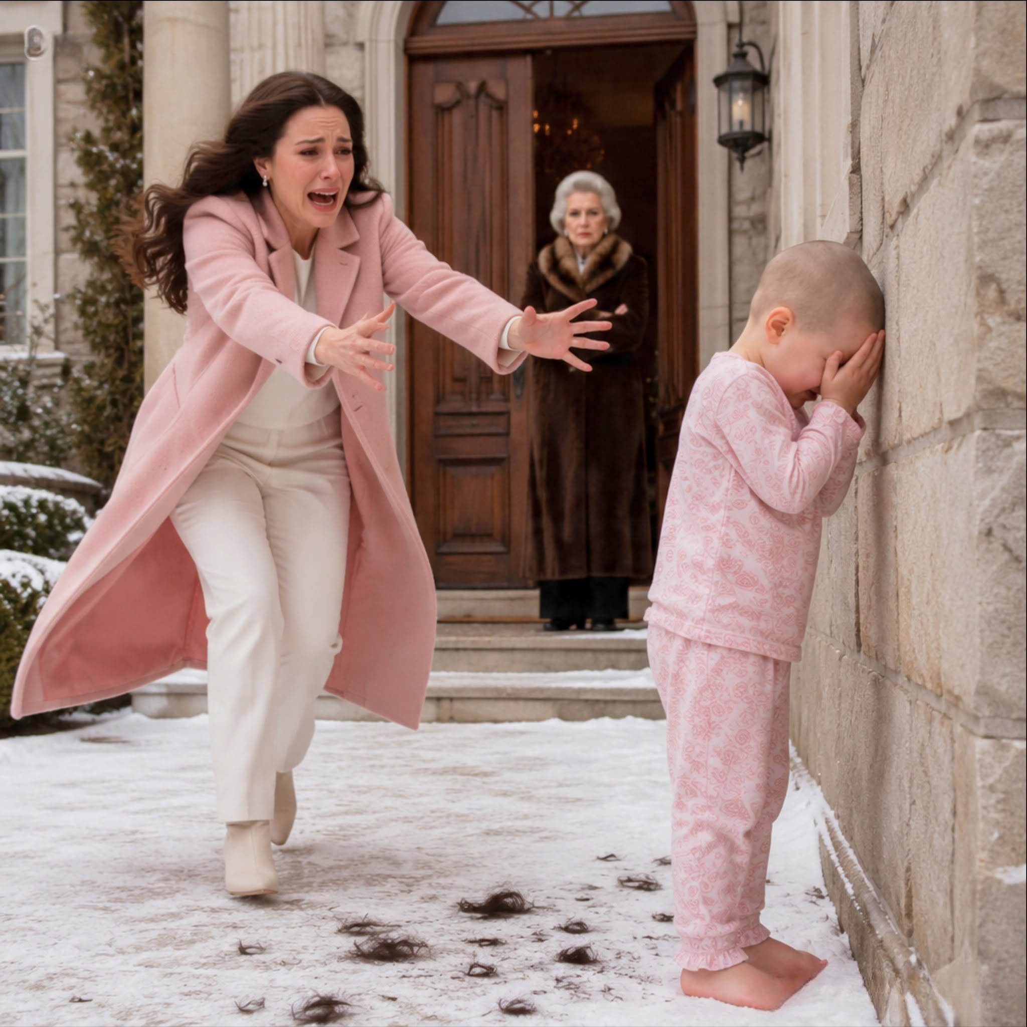 When I came home from a week-long business trip, I found my three-year-old daughter completely bald, shivering on the balcony in the freezing cold.