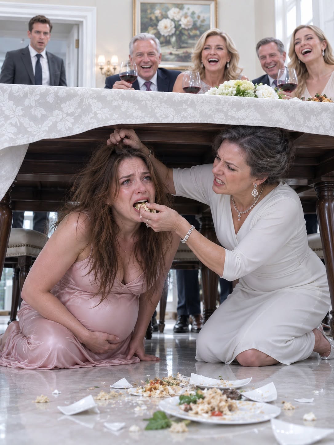 I came home for a forgotten folder and froze when I saw my mother forcing my eight-month-pregnant wife to eat b0nes under the table in front of six guests. “Don't ever touch her again,” I said as I pulled out my phone. Three hours later, a hospital report revealed something far worse.