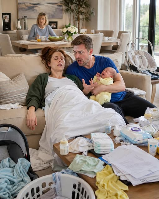 I arrived home much earlier than planned and discovered my wife unconscious on the sofa while my mother sat nearby, calmly eating the meal she had pressured her into cooking. Our newborn son was screaming desperately, yet Mom ignored him completely.