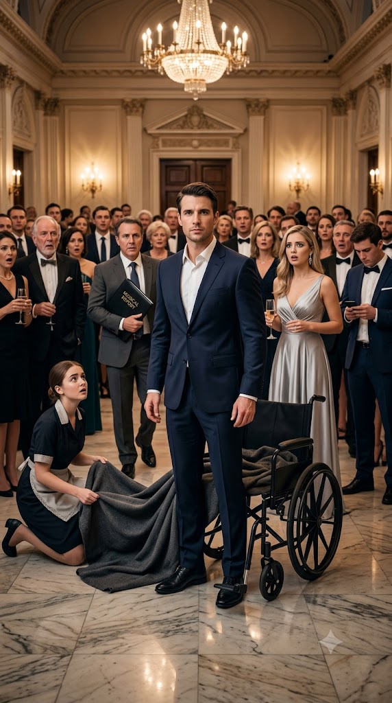 My fiancée kicked the blanket off my legs in my father’s packed ballroom and laughed.