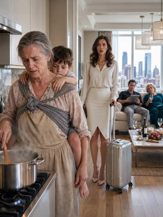 I Came Home Three Hours Early and Found My Sick Mother Cooking with My Son Strapped to Her Back While My Husband and Mother-in-Law Watched TV in Air Conditioning.
