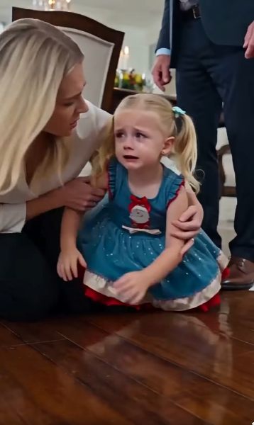 My five-year-old daughter’s head struck the edge of the Christmas table before she fell onto the hardwood floor.
